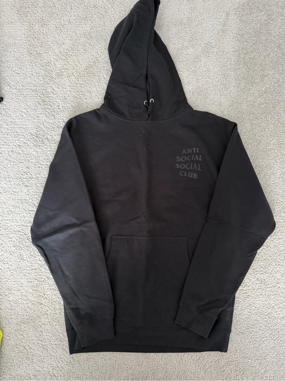 Anti Social Social Club Black Hoodie with Black Glitter Writing